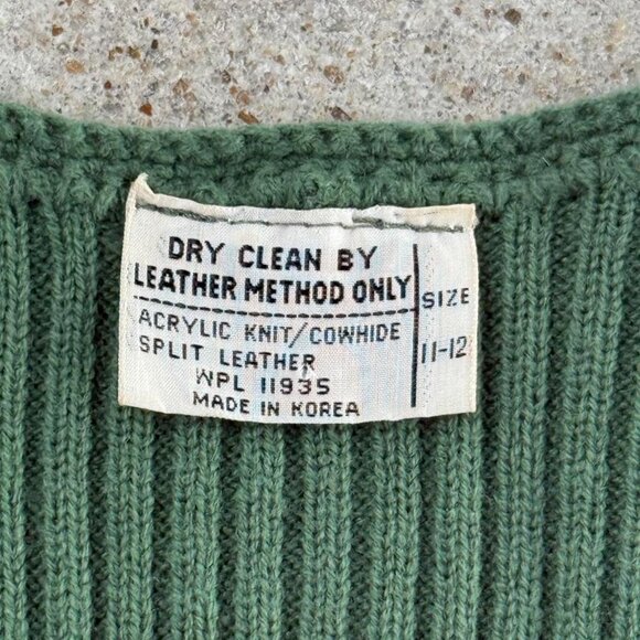 Vintage green suede leather vest - Picture 3 of 6